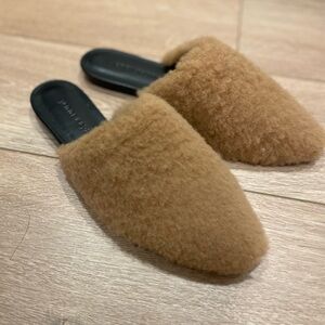 Jenni Kayne Tan Shearling Mules